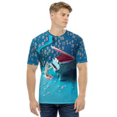 Origami Crane Serenity Men's Crew Neck T-Shirt on a model.